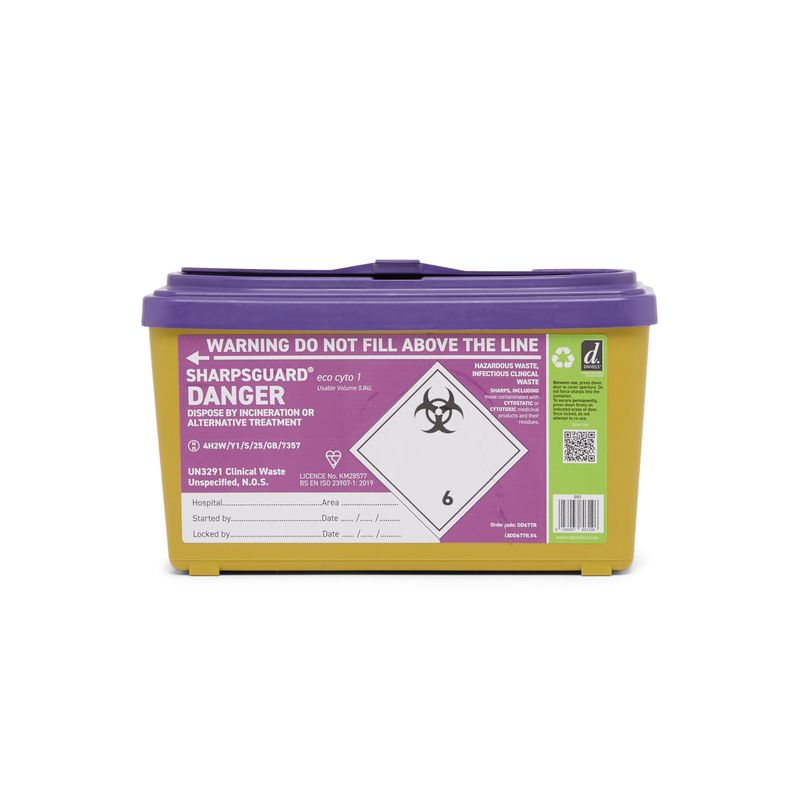 Sharps Bin - 1 Litre - Purple Lid