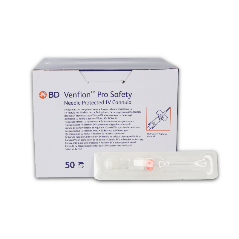 BD Venflon Pro Safety IV Catheter - Pink 20G x 1.26 In (50)