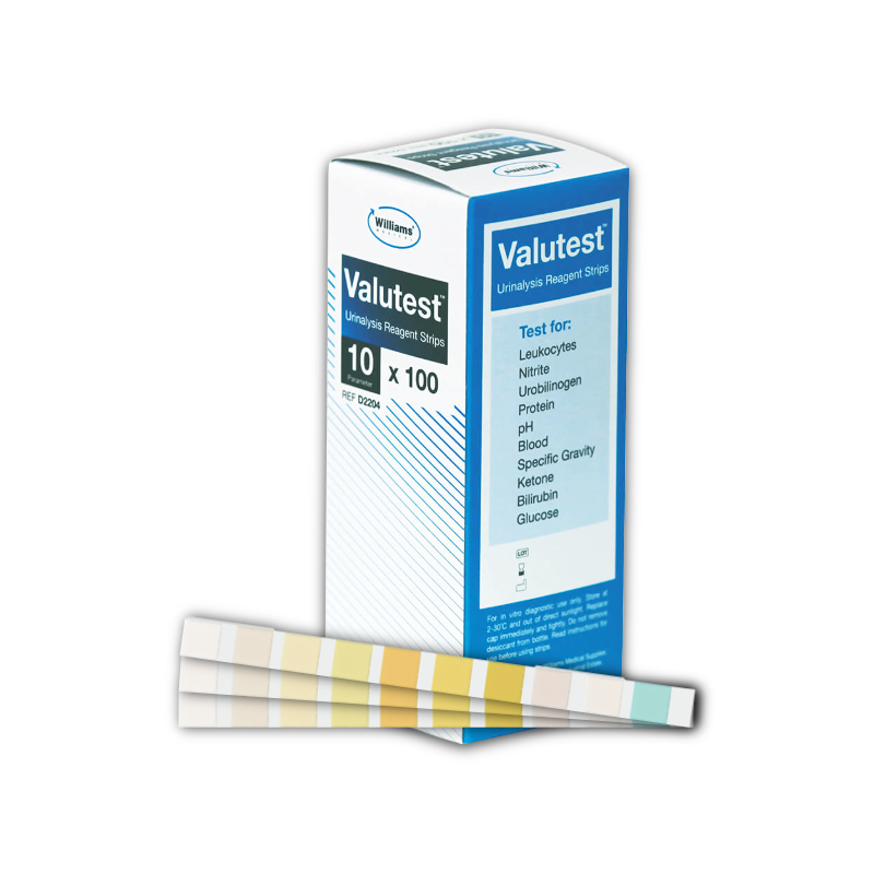 Valutest Urinalysis Reagent Strips - 10 Parameter (100)