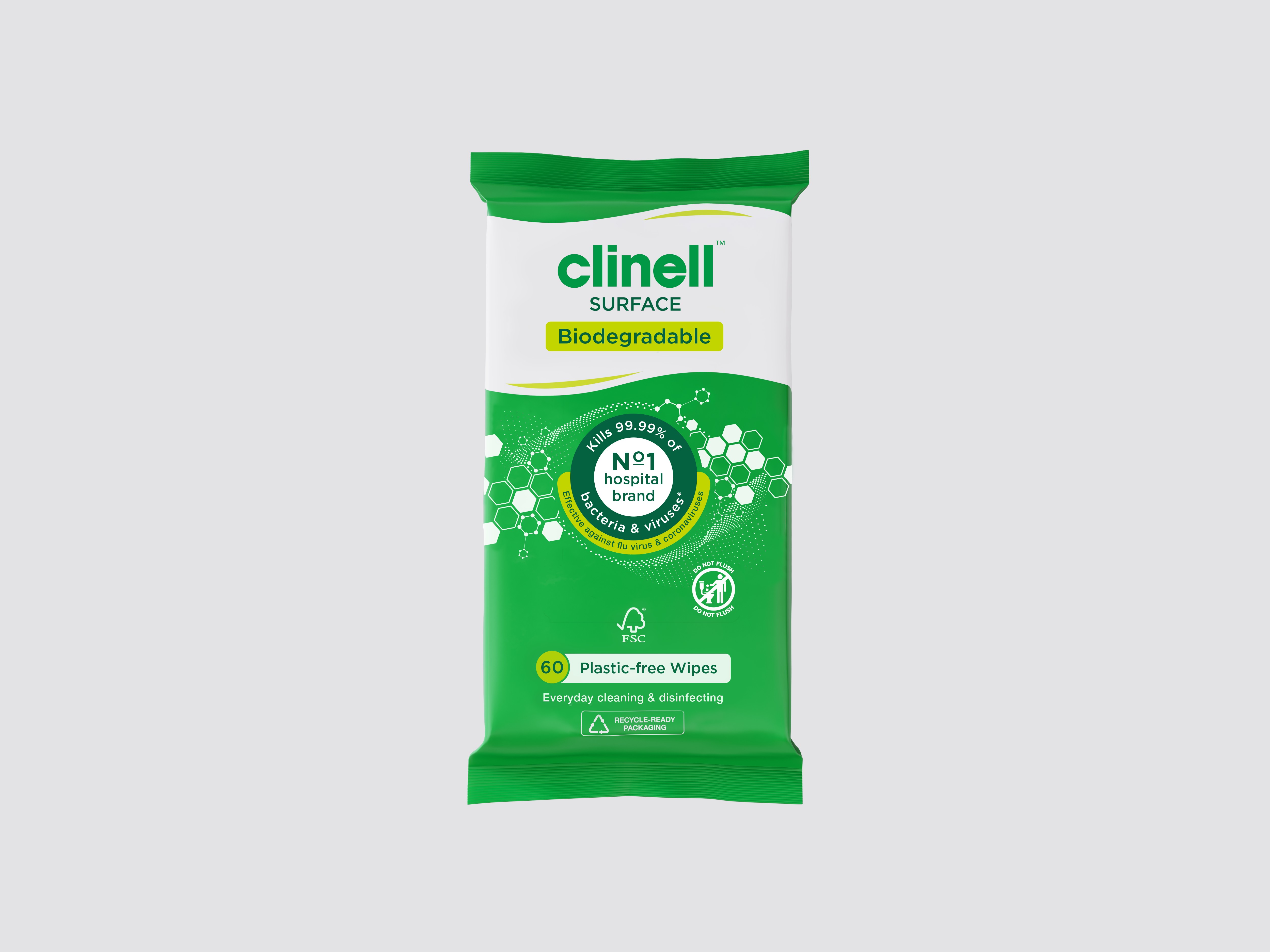 Clinell Biodegradable Surface Wipes - Plastic Free (60)