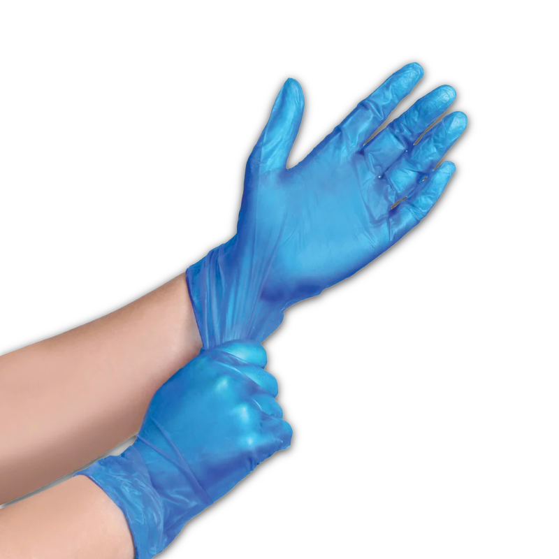 Blue Vinyl Powdered Gloves - M (100)