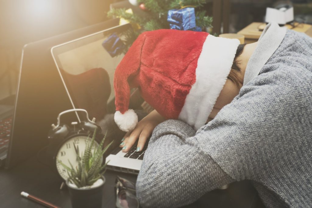 stressed worker at christmas 