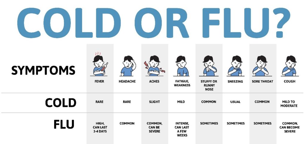 the differences between a cold and the flu